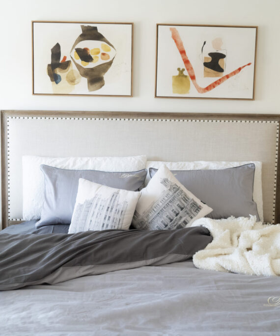 Quality Bedding 300 Thread Count Cotton Bedding Set Two Tones - Platinum Grey/ Charcoal